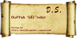 Duffek Sándor névjegykártya