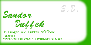 sandor duffek business card